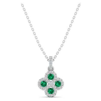 Clover Emerald and Diamond Pendant