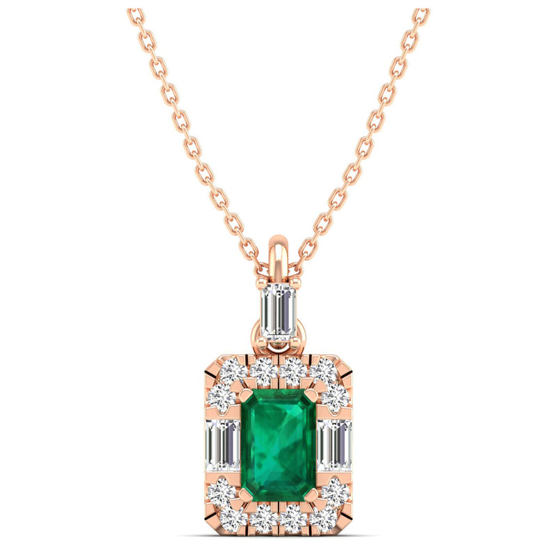 14K Rose Gold - Emerald