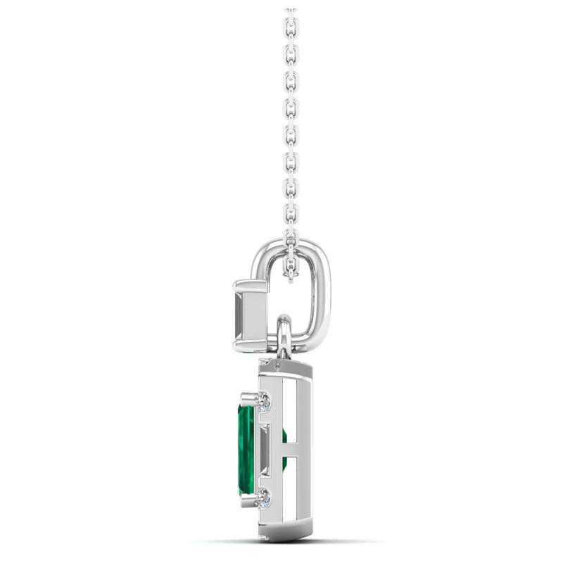 14K White Gold - Emerald