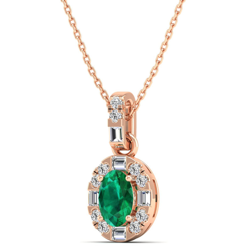14K Rose Gold - Emerald
