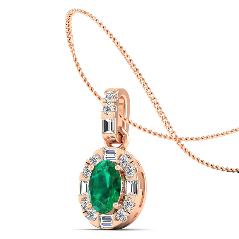 14K Rose Gold - Emerald