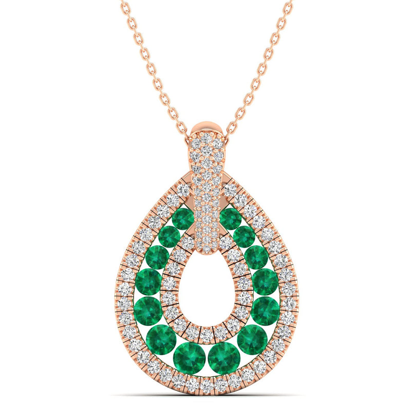 14K Rose Gold - Emerald