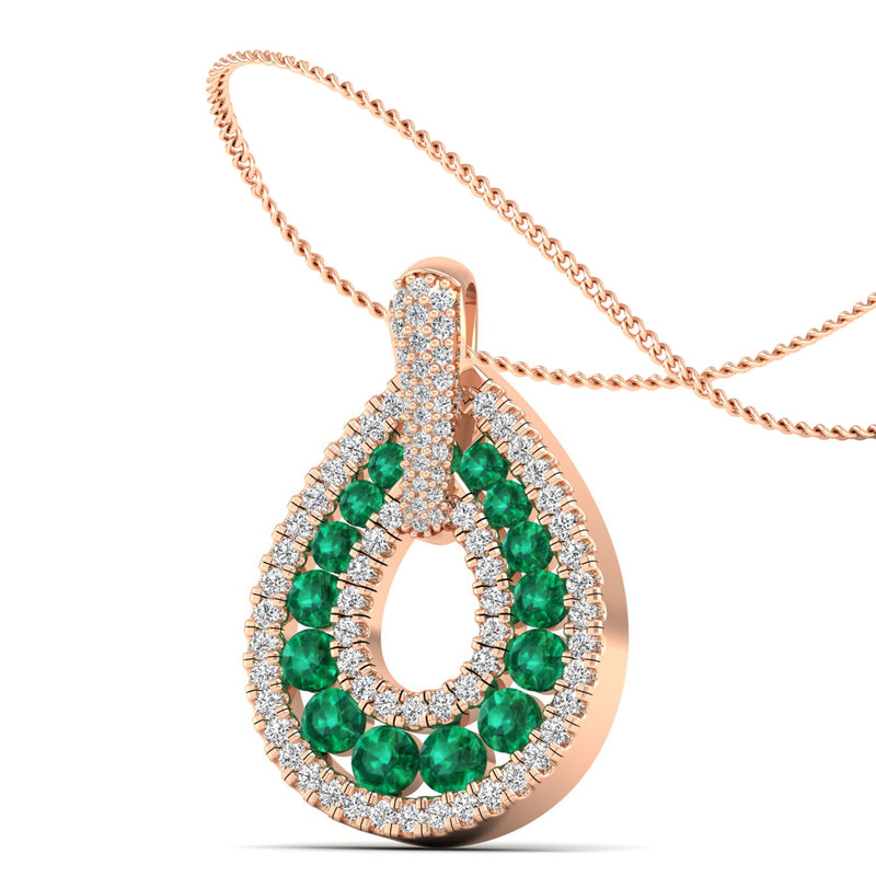 14K Rose Gold - Emerald
