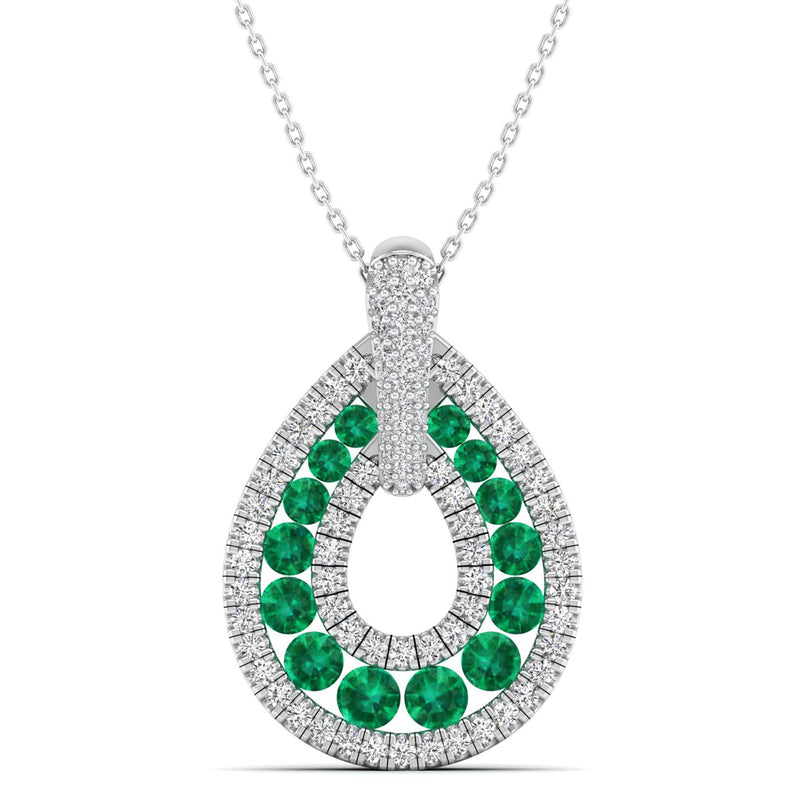 14K White Gold - Emerald