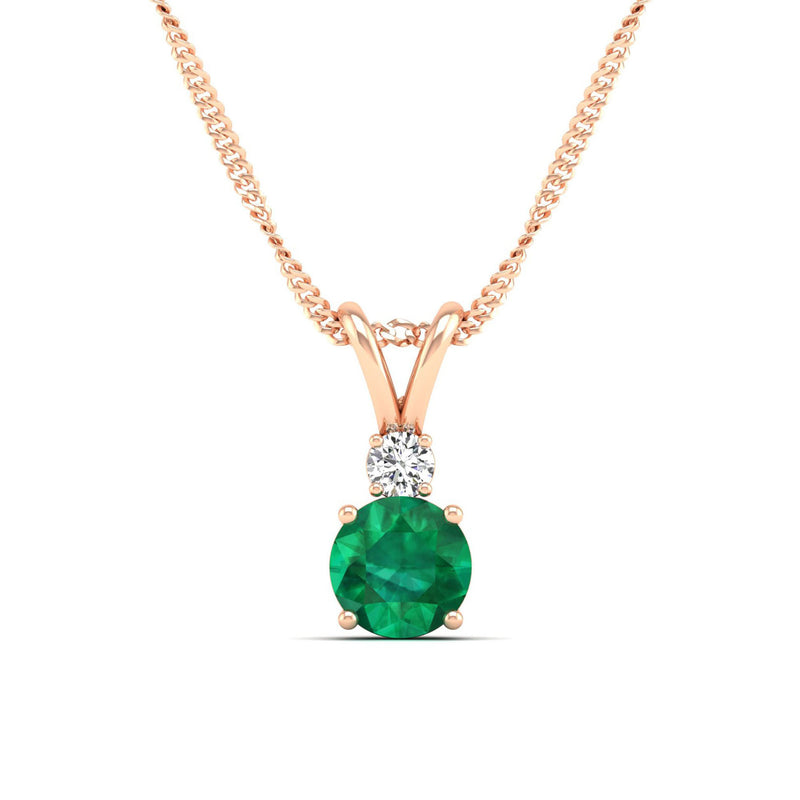 14K Rose Gold - Emerald