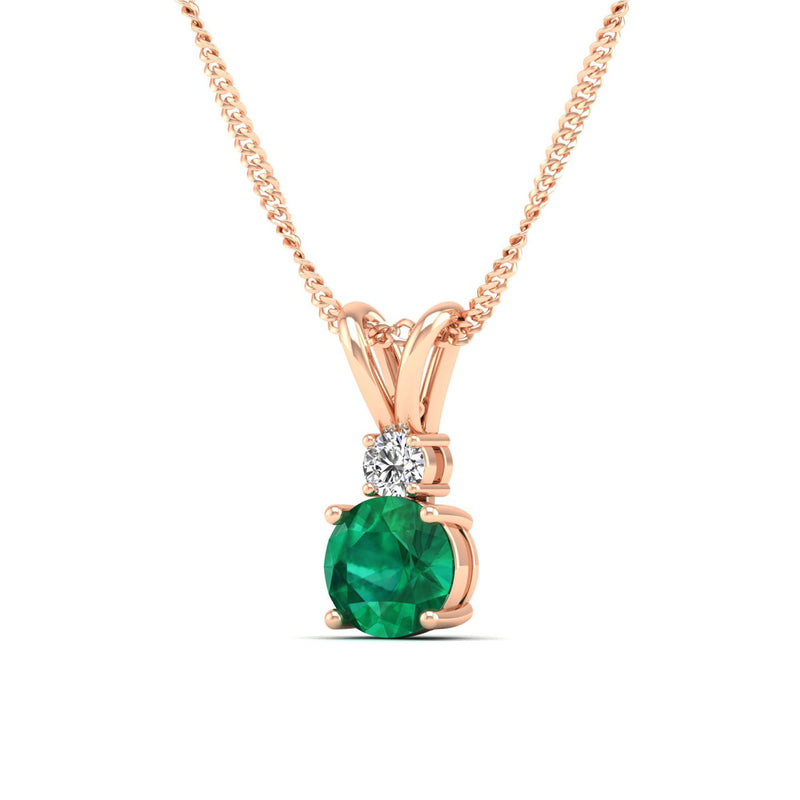 14K Rose Gold - Emerald