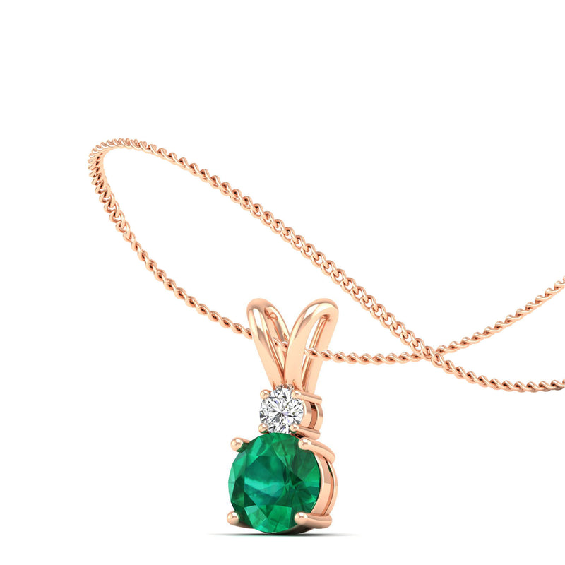 14K Rose Gold - Emerald