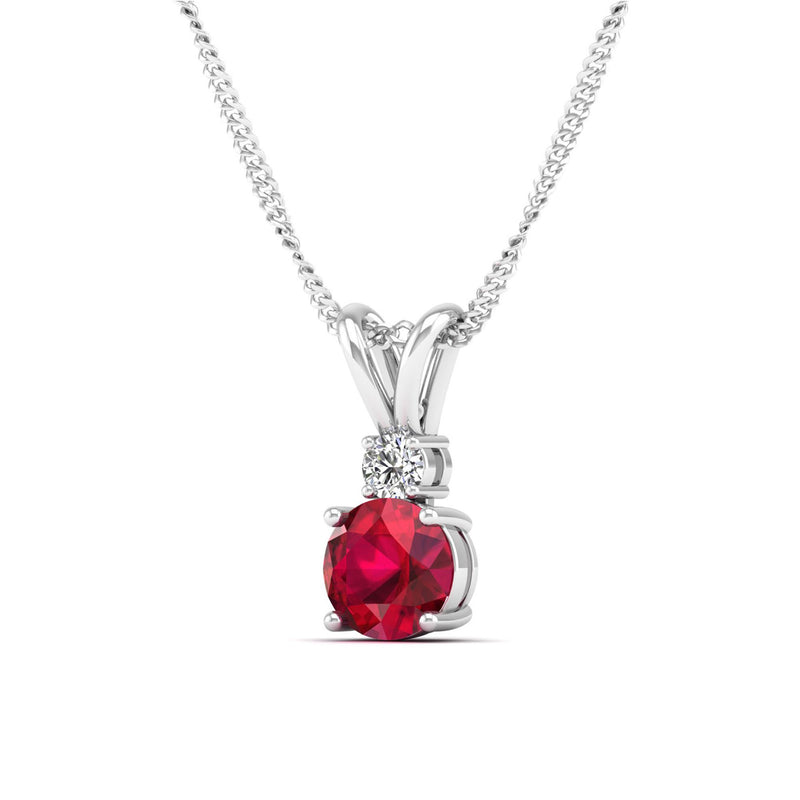 14K White Gold - Ruby