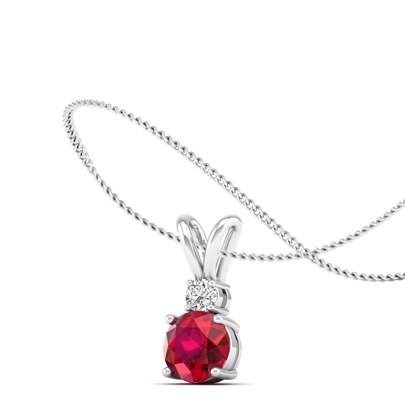 14K White Gold - Ruby