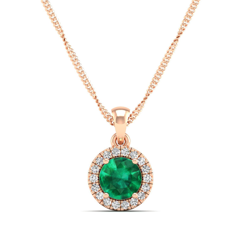 14K Rose Gold - Emerald