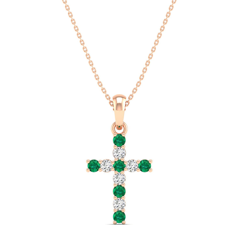 14K Rose Gold - Emerald