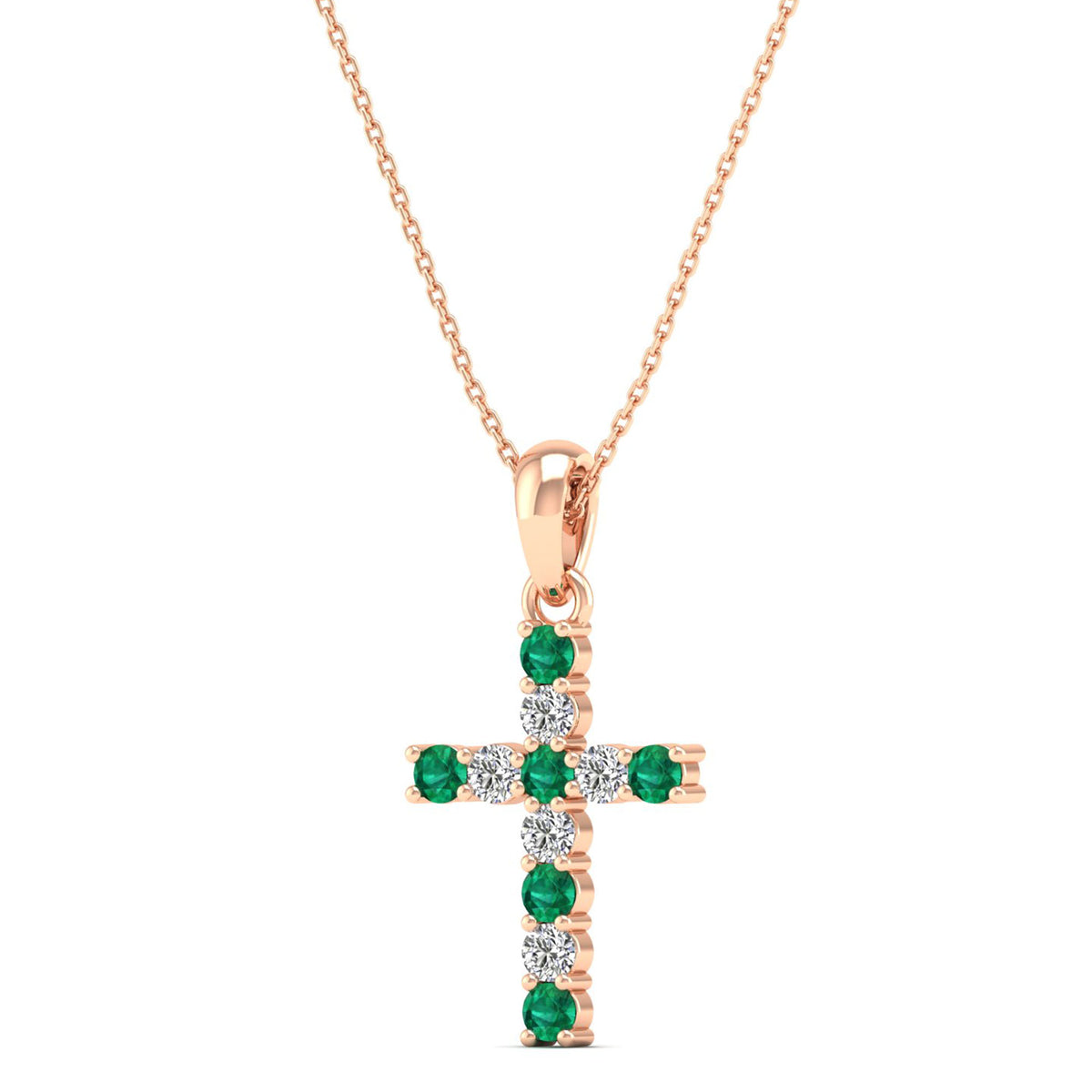 14K Rose Gold - Emerald
