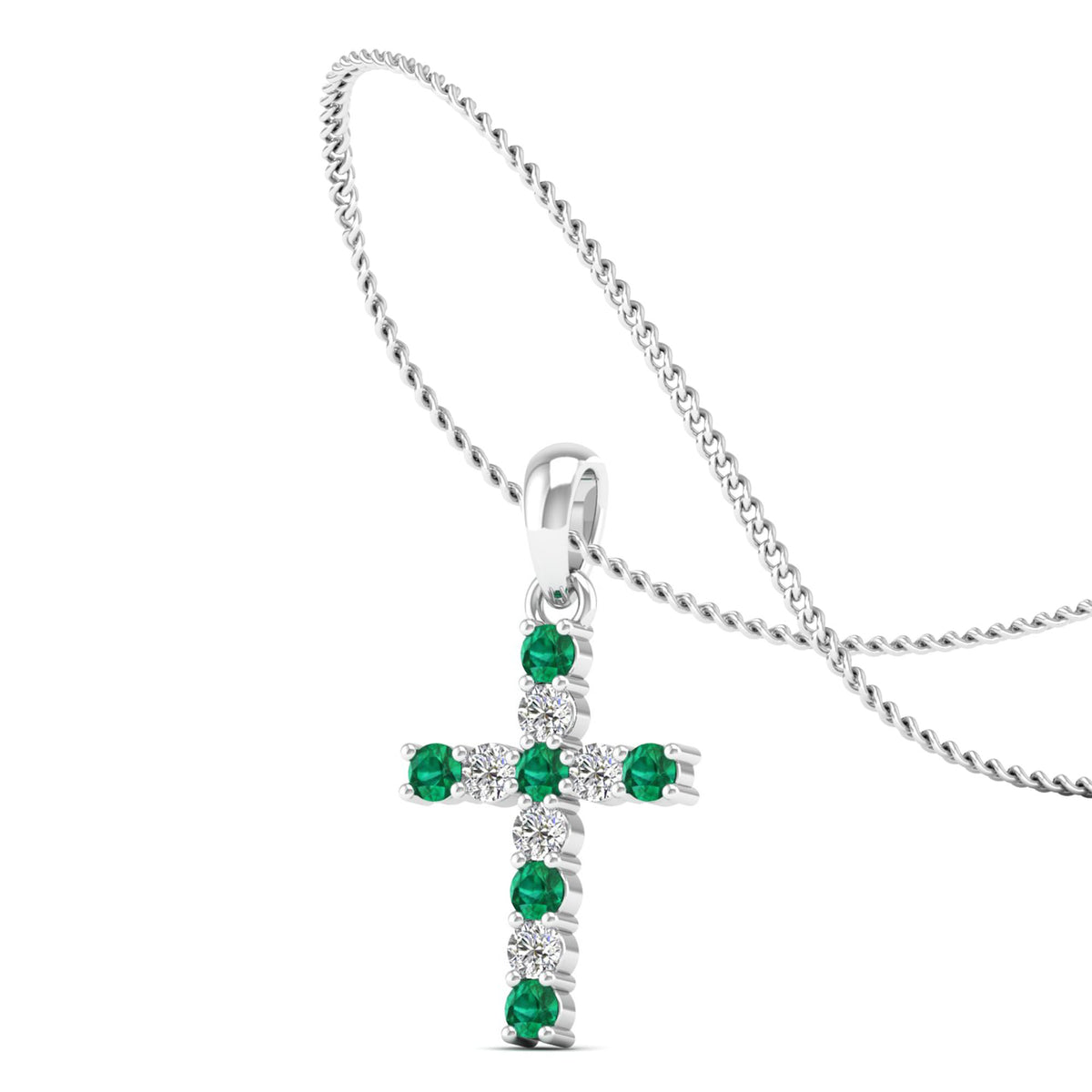 14K White Gold - Emerald