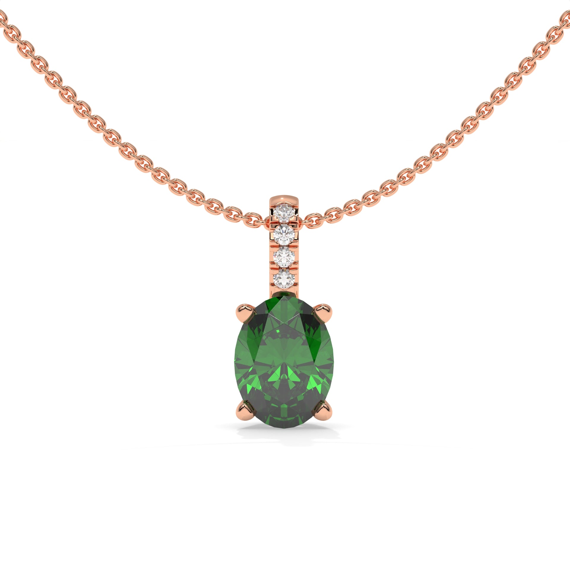 14K Rose Gold - Emerald