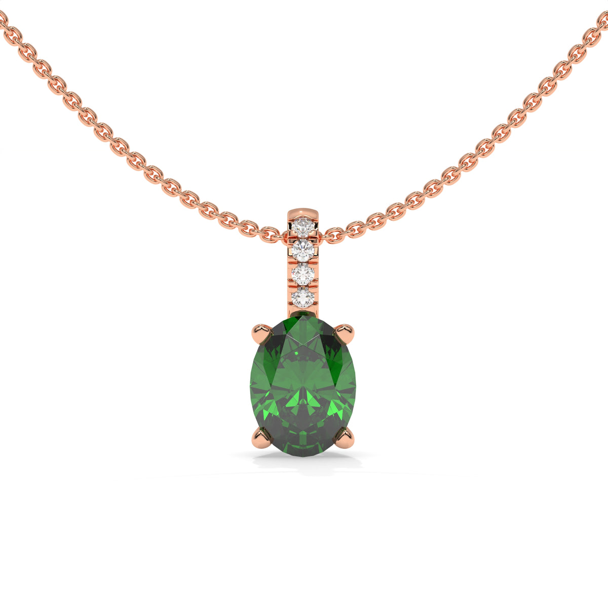 14K Rose Gold - Emerald