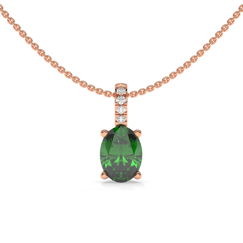 14K Rose Gold - Emerald