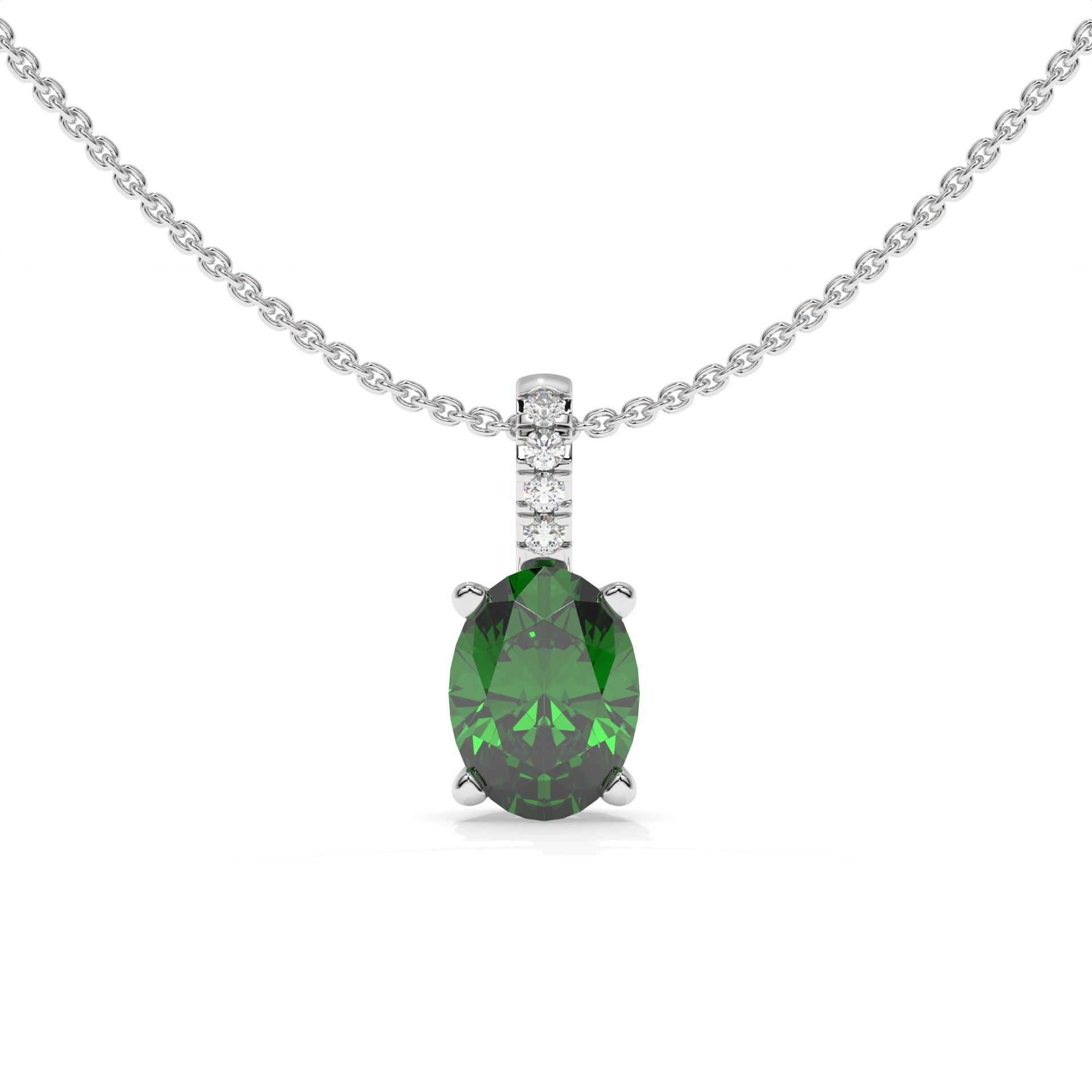 14K White Gold - Emerald