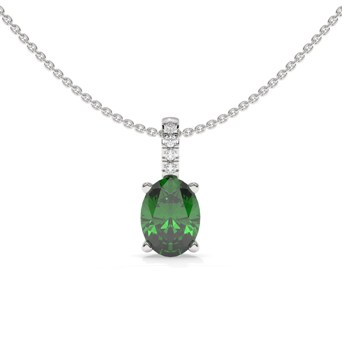 14K White Gold - Emerald