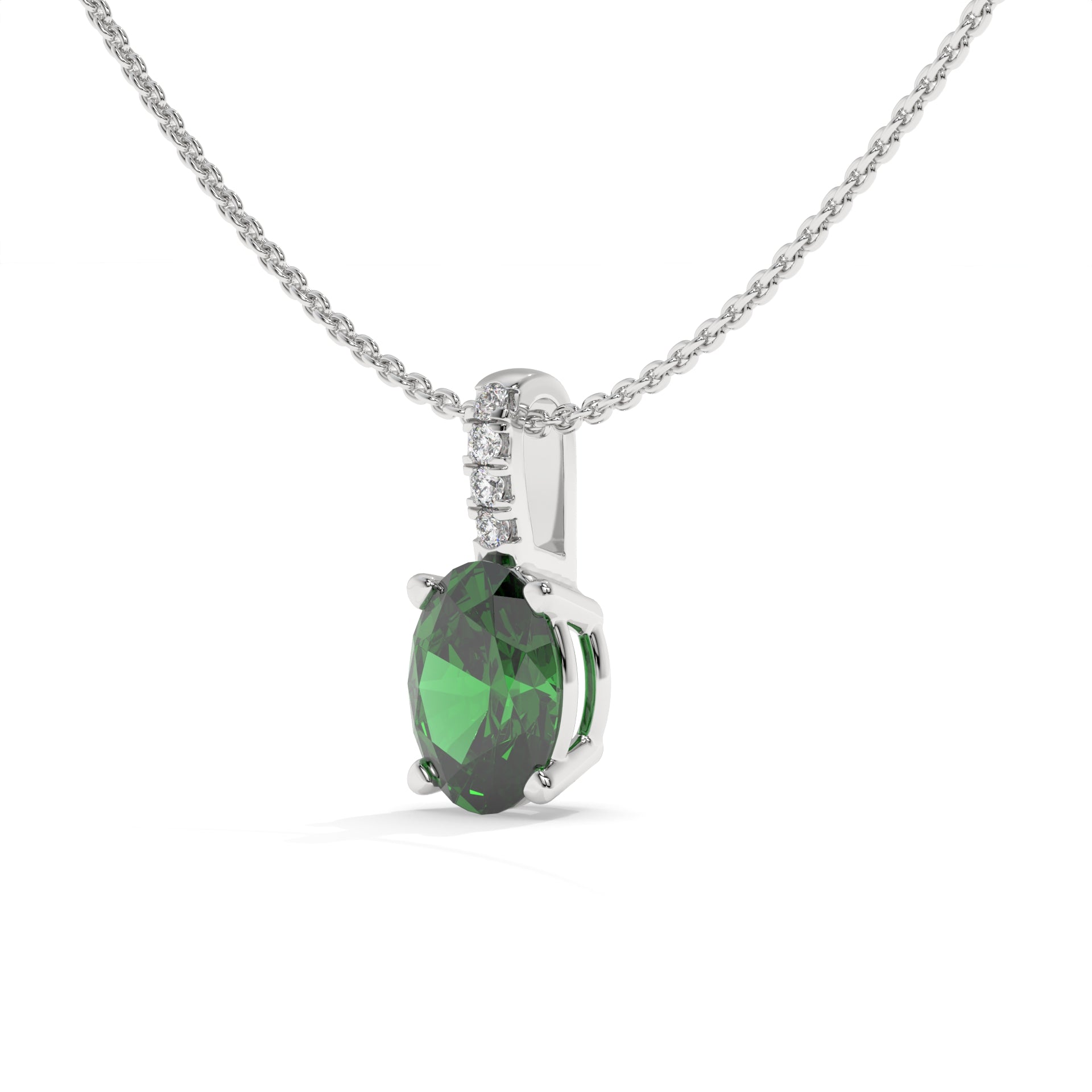 14K White Gold - Emerald