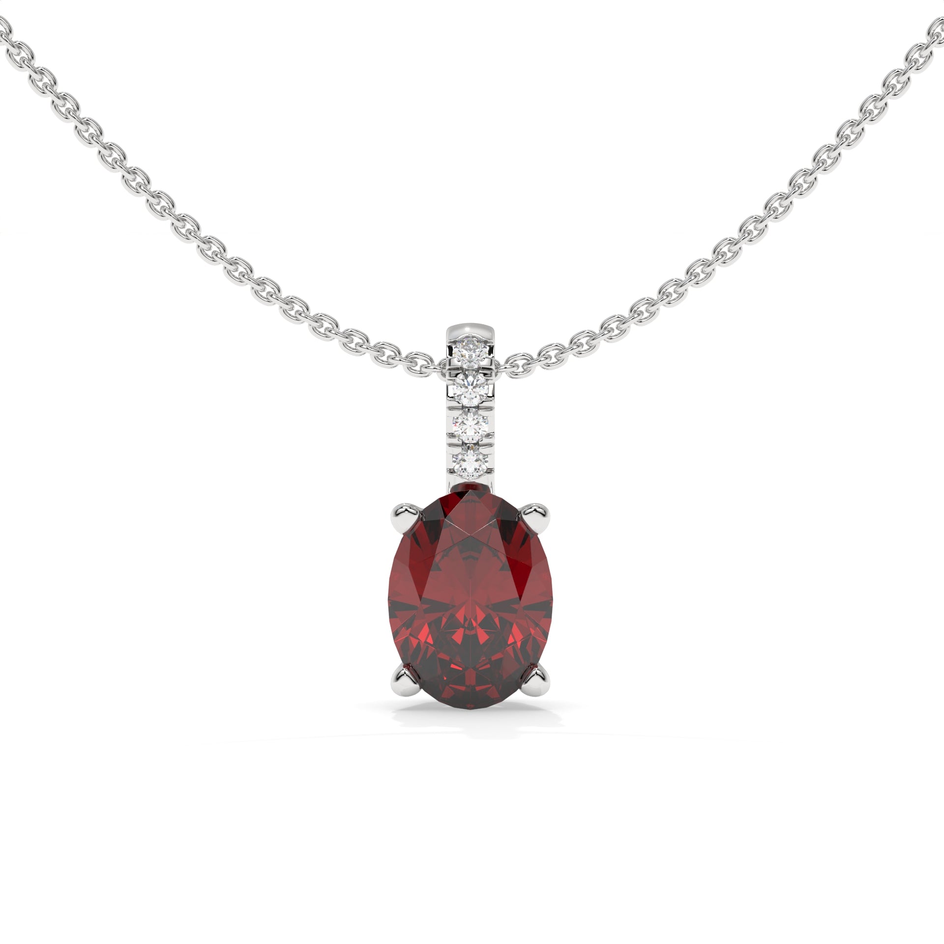 14K White Gold - Ruby