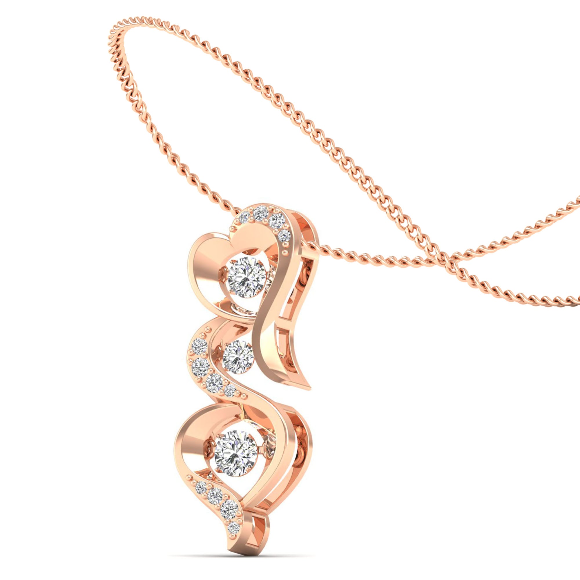 Triple Heart Dancing Diamond Pendant - Milano
