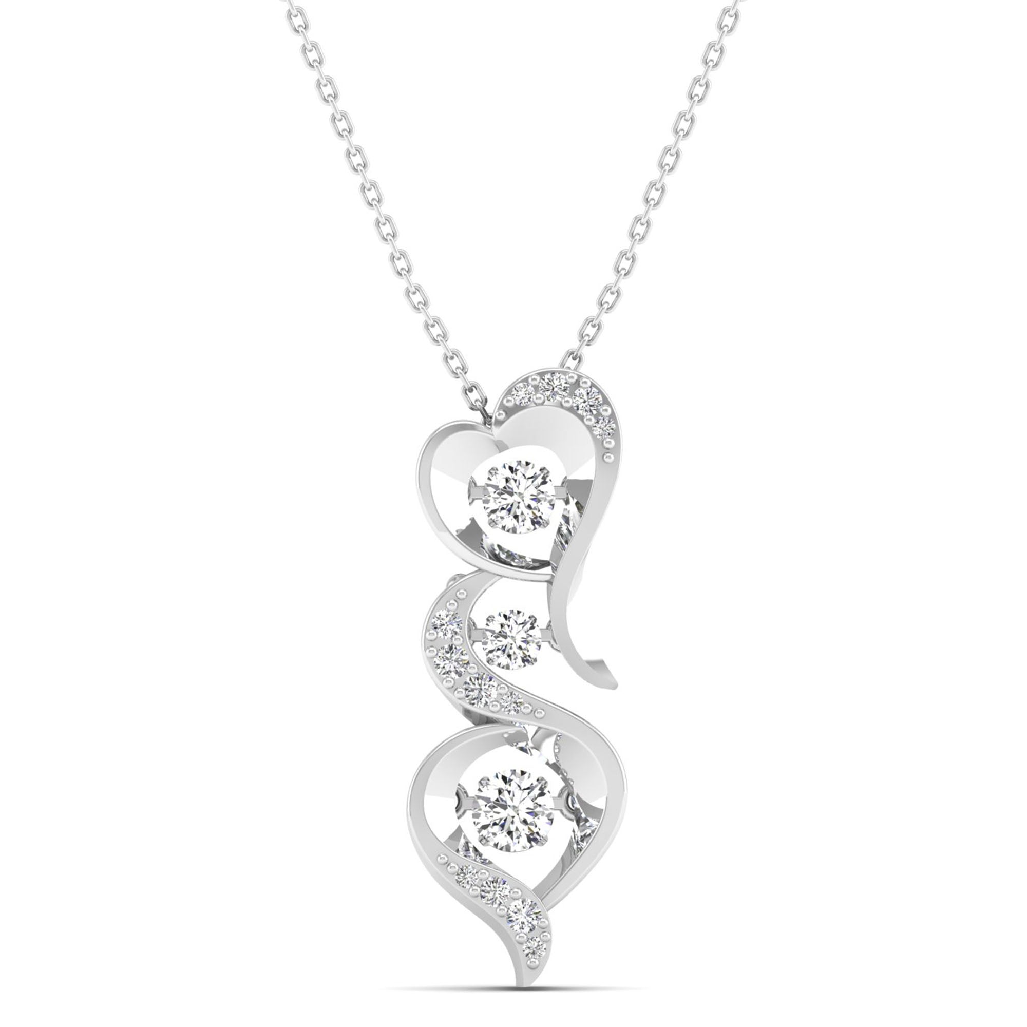 Triple Heart Dancing Diamond Pendant - Milano