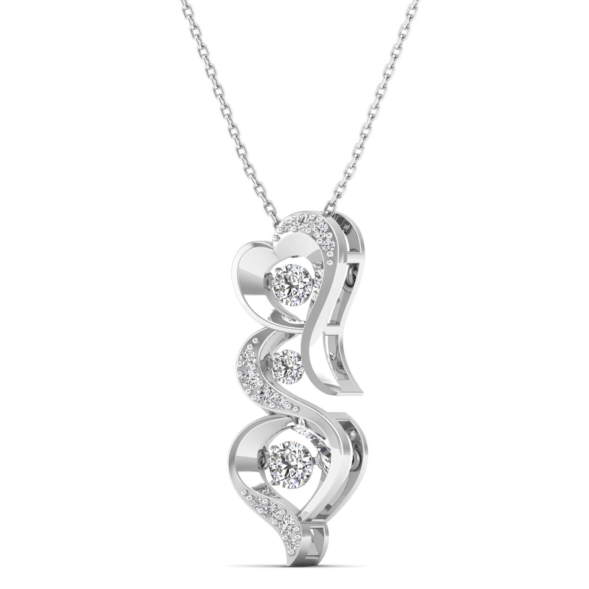 Triple Heart Dancing Diamond Pendant - Milano