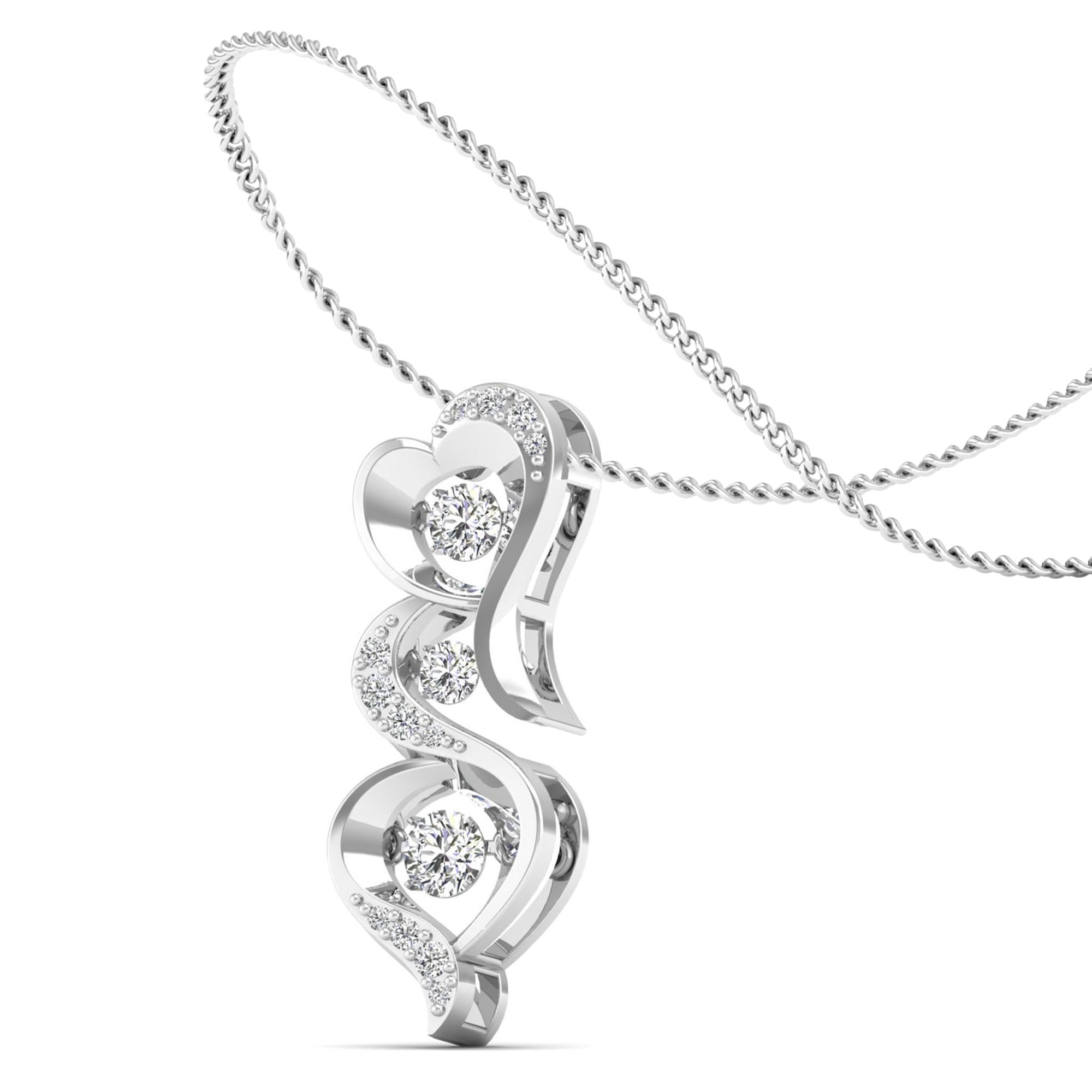 Triple Heart Dancing Diamond Pendant - Milano
