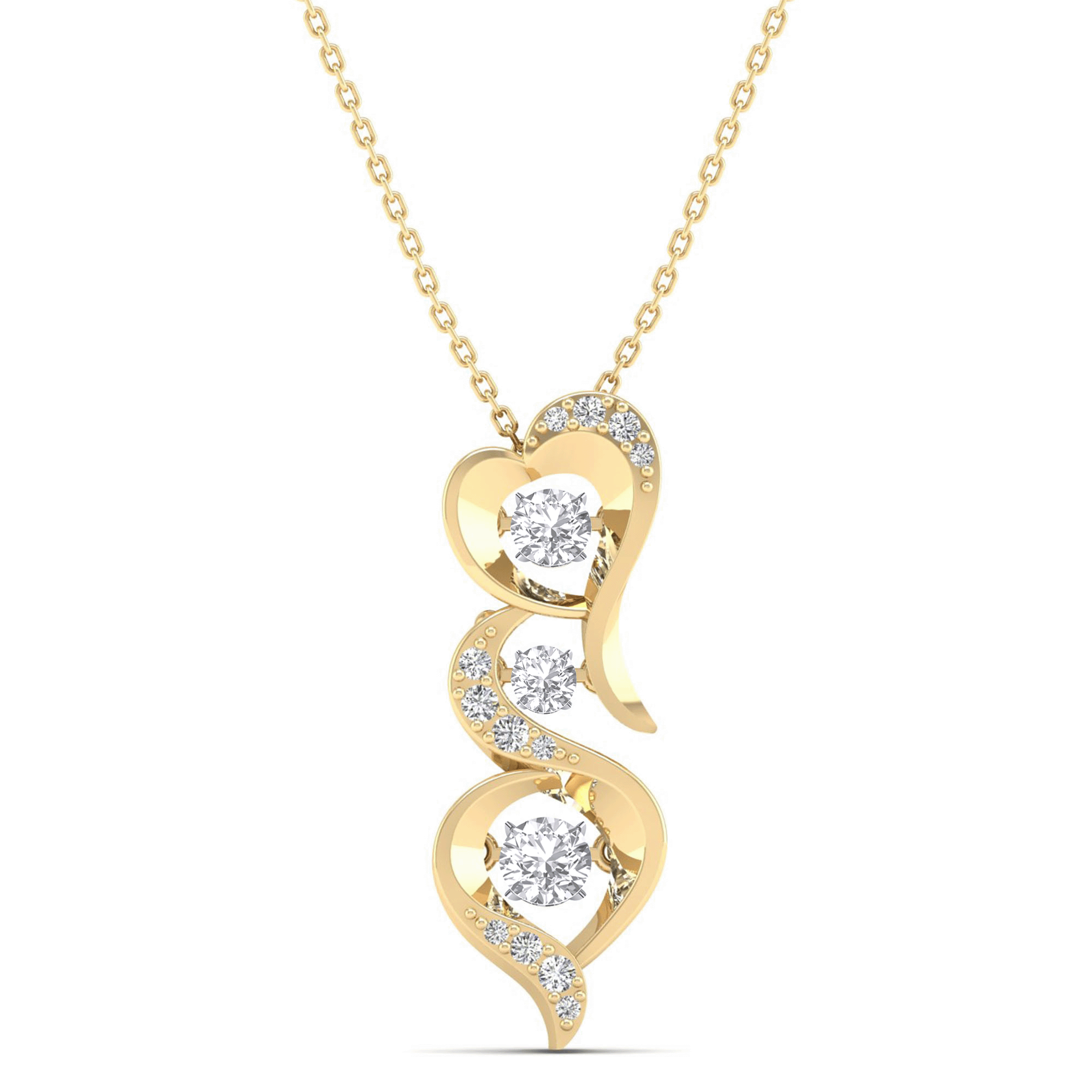 Triple Heart Dancing Diamond Pendant - Milano