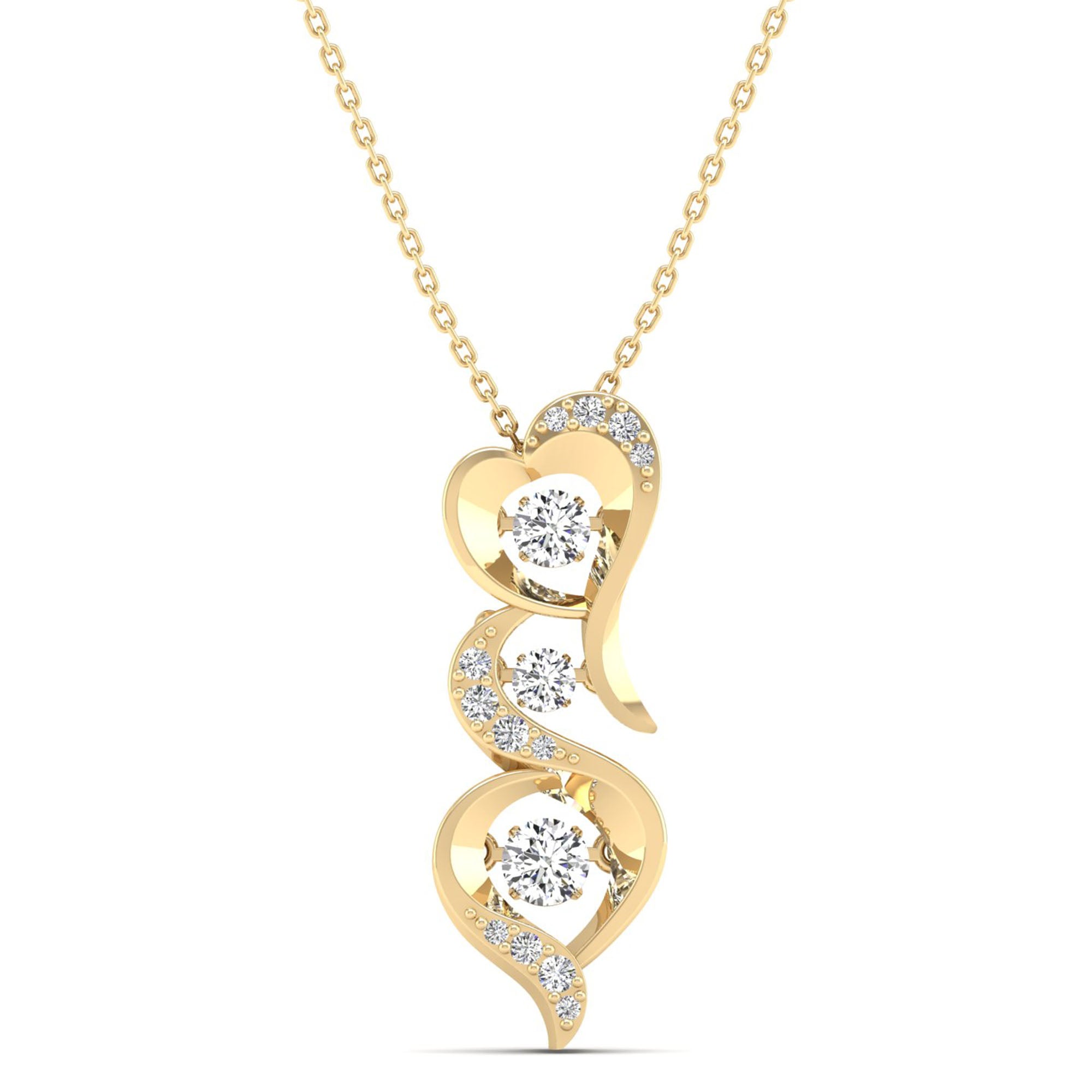 Triple Heart Dancing Diamond Pendant - Milano