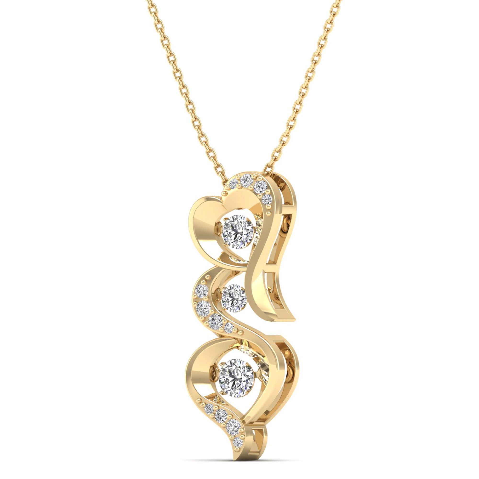 Triple Heart Dancing Diamond Pendant - Milano