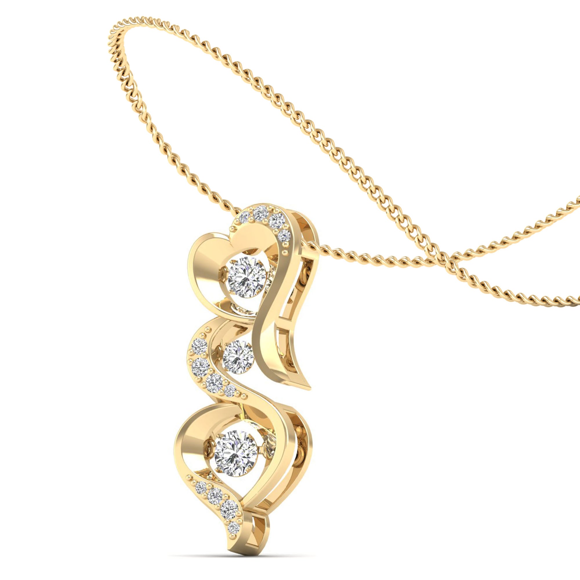 Triple Heart Dancing Diamond Pendant - Milano