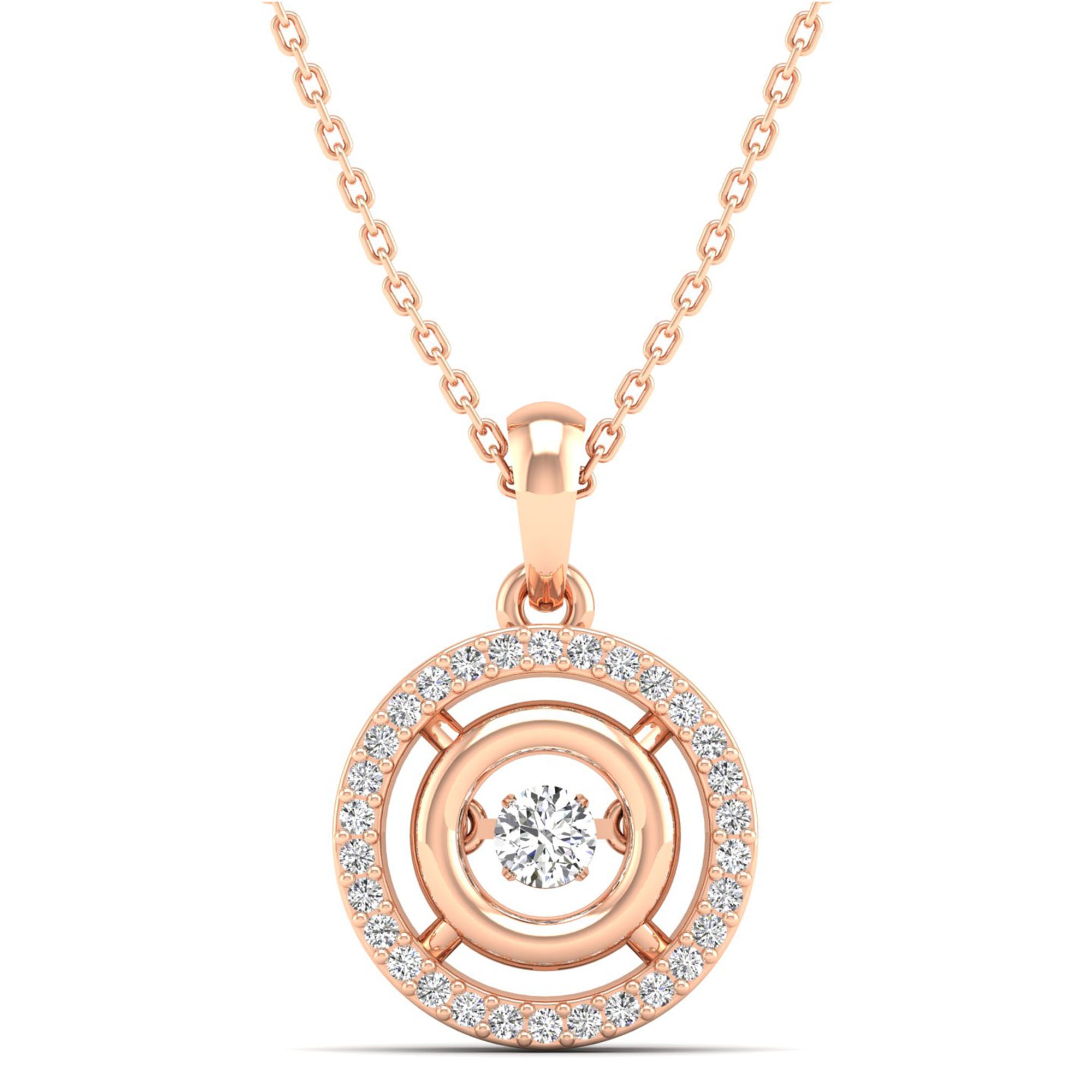 Double Halo Dancing Diamond Pendant - Milano