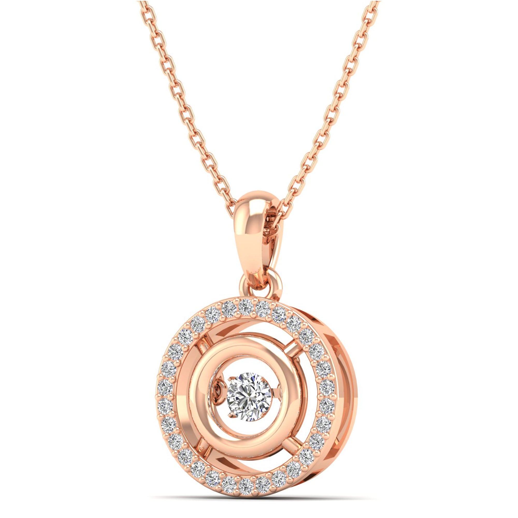 Double Halo Dancing Diamond Pendant - Milano