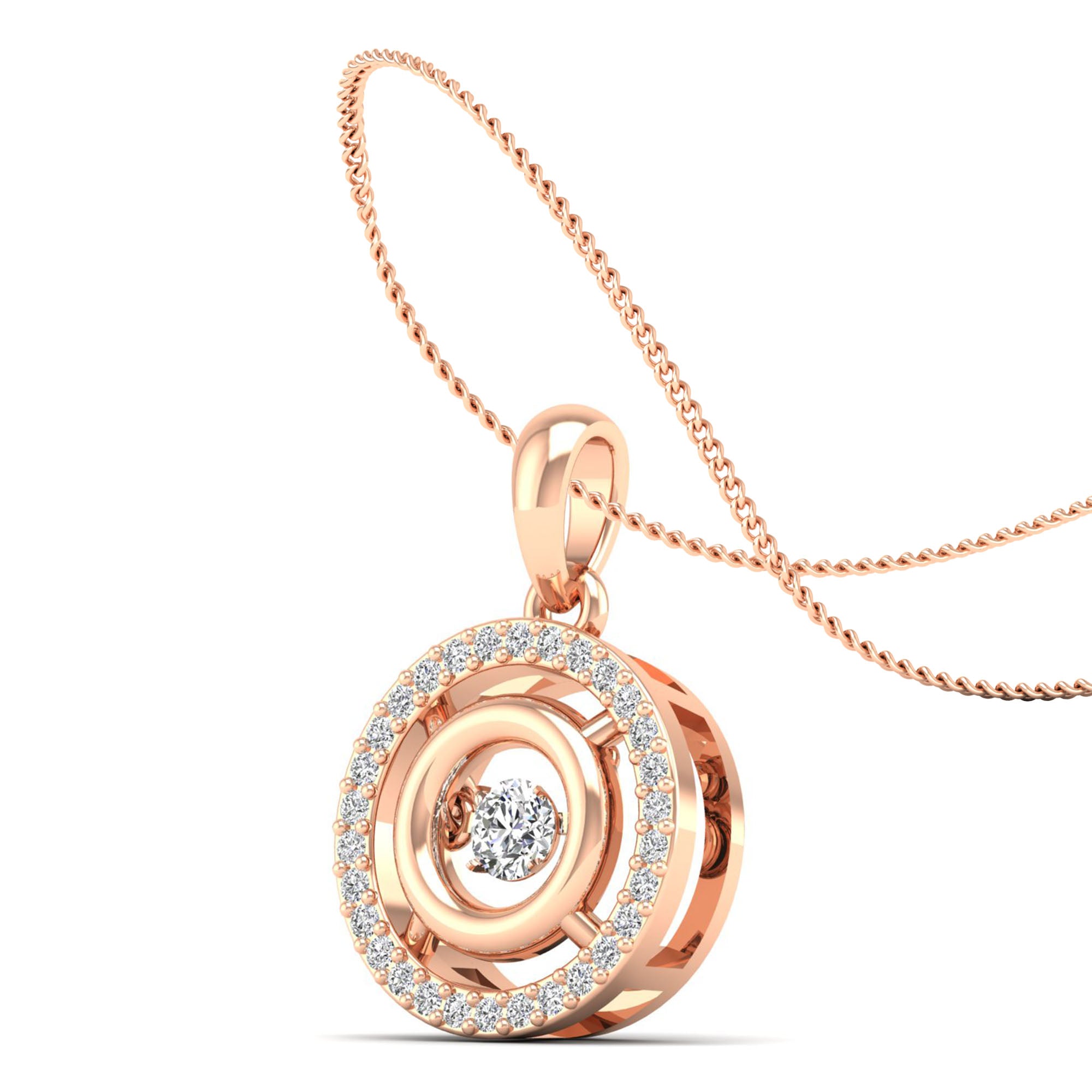 Double Halo Dancing Diamond Pendant - Milano