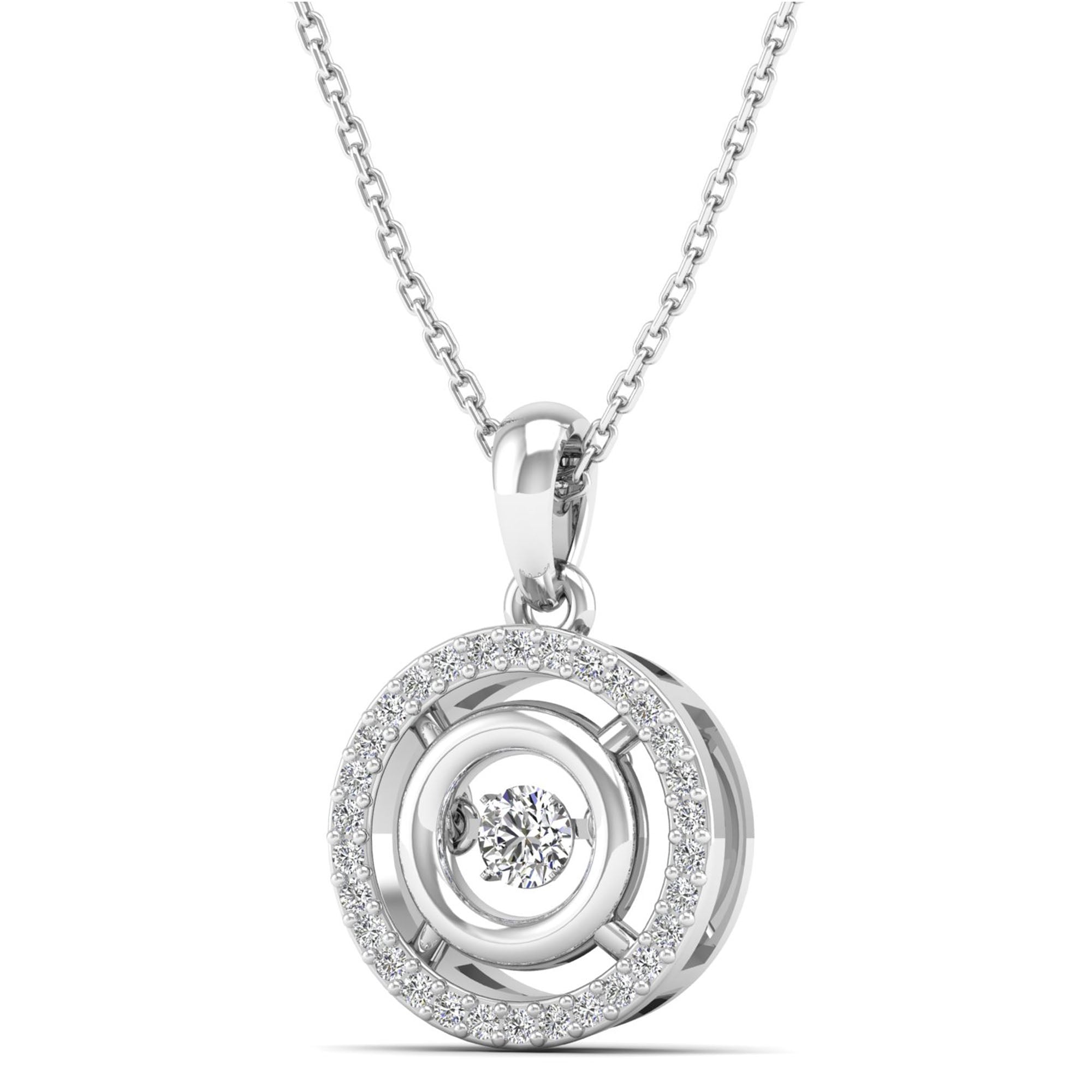 Double Halo Dancing Diamond Pendant - Milano