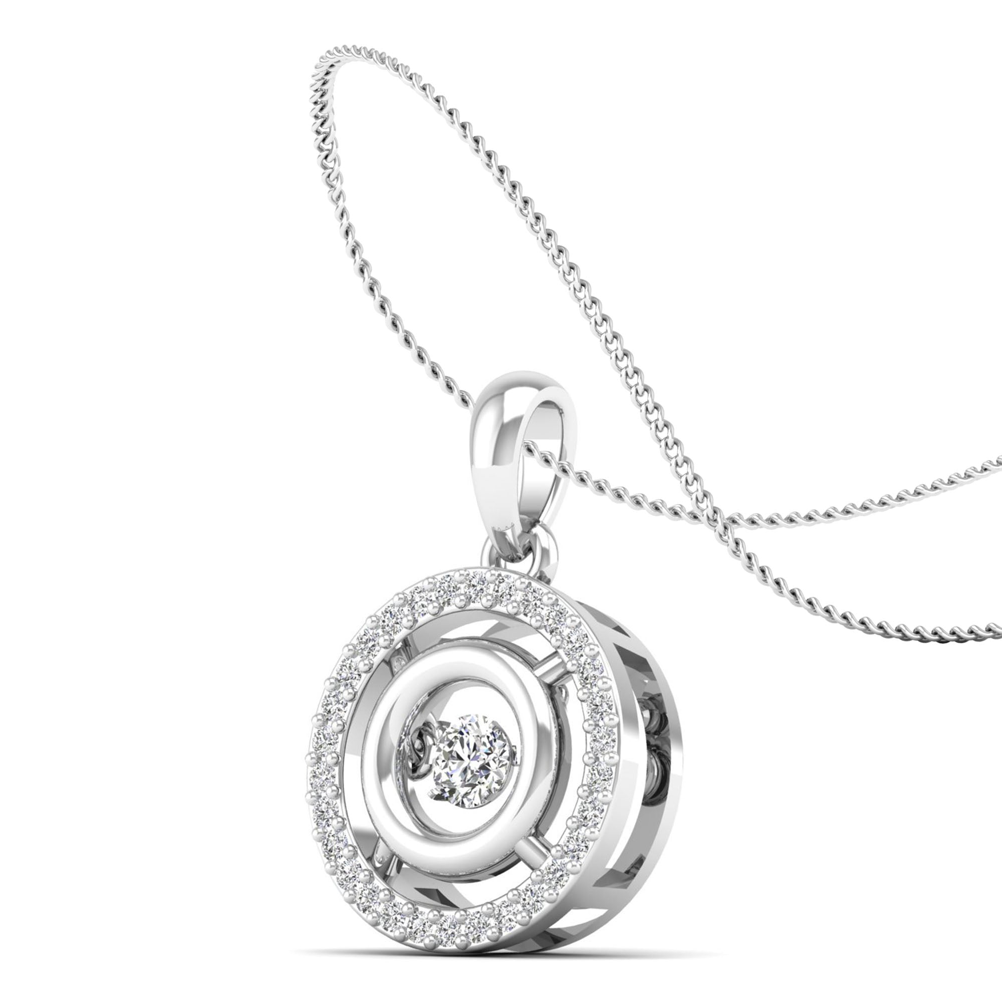 Double Halo Dancing Diamond Pendant - Milano