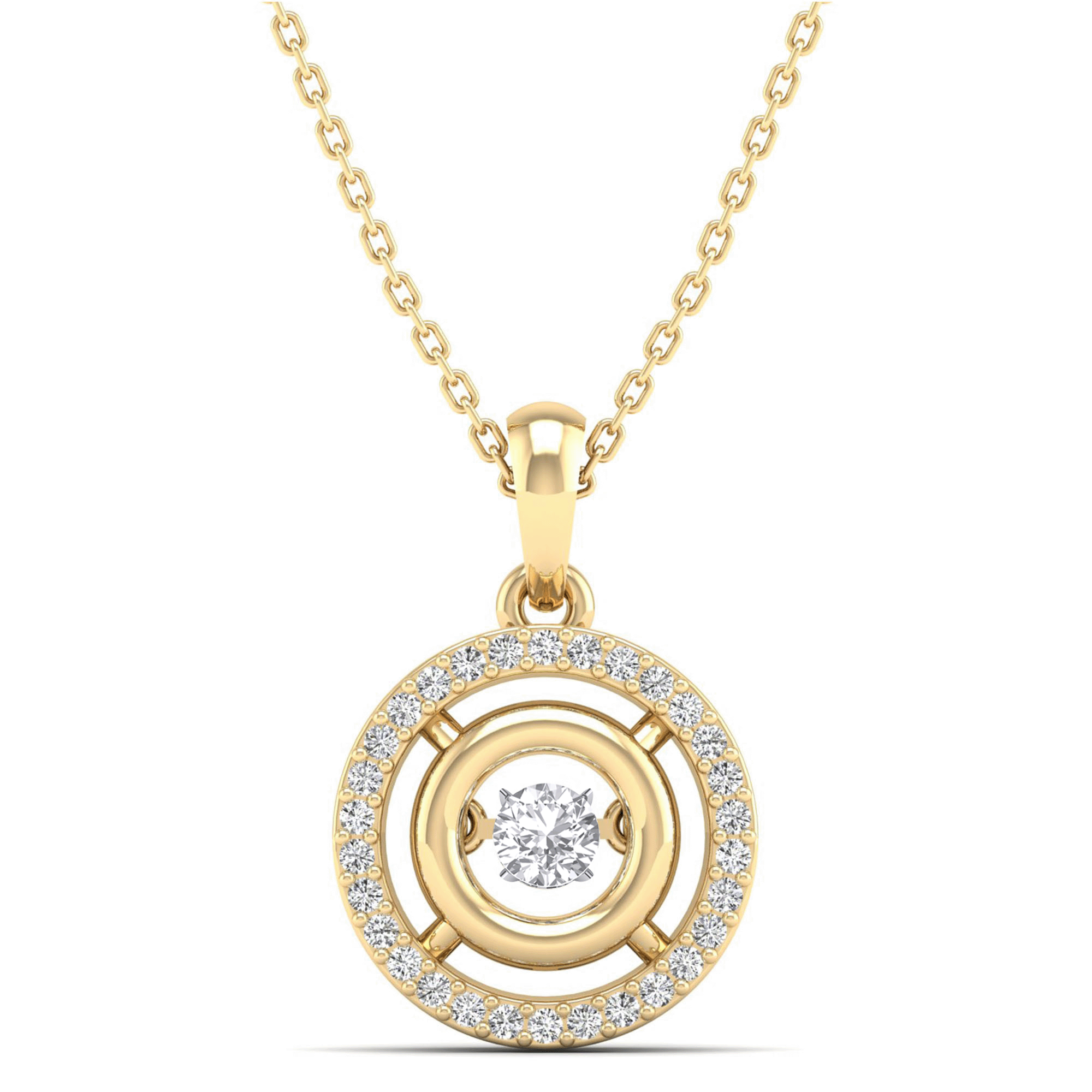 Double Halo Dancing Diamond Pendant - Milano