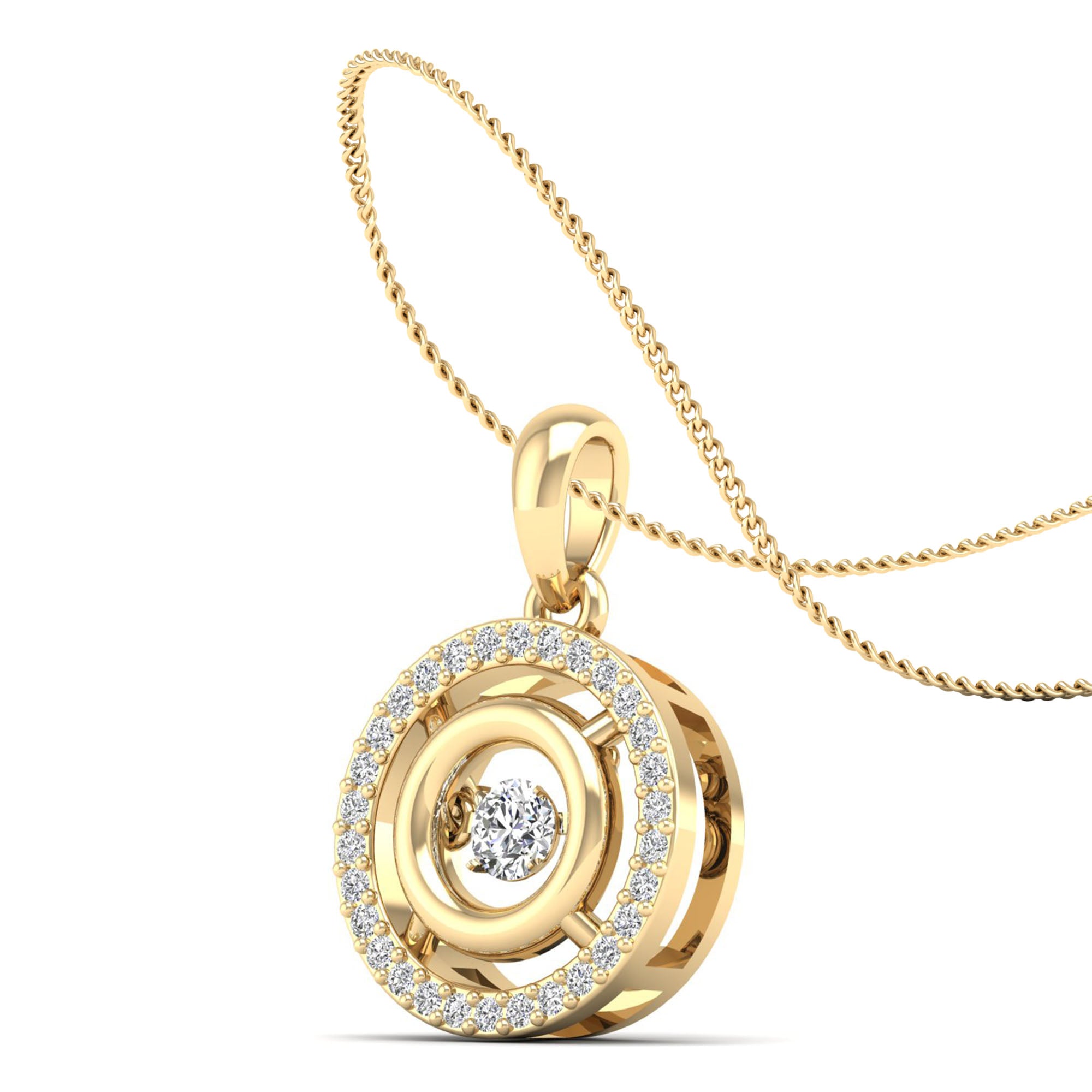 Double Halo Dancing Diamond Pendant - Milano