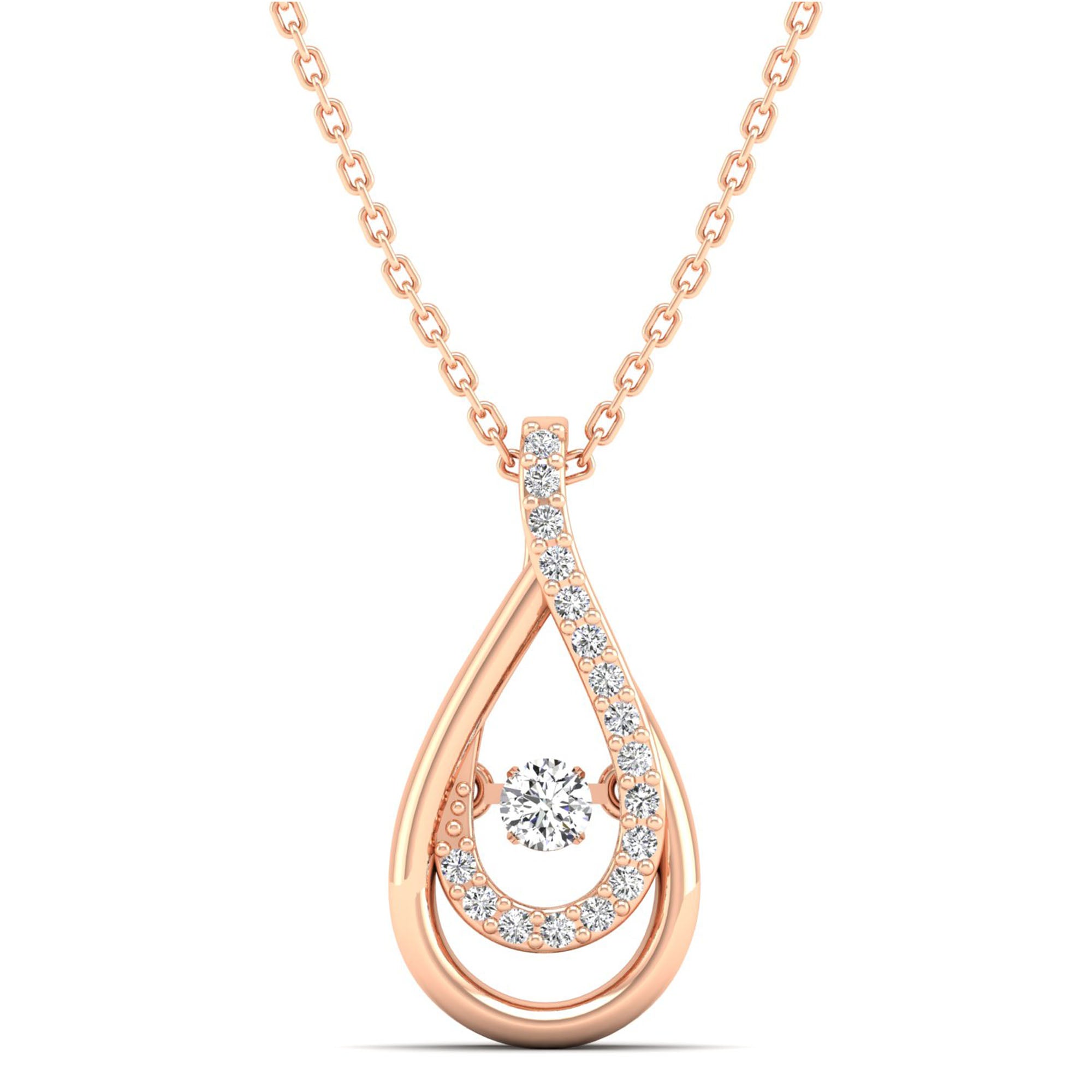 Double Tear Drop Dancing Diamond Pendant - Milano