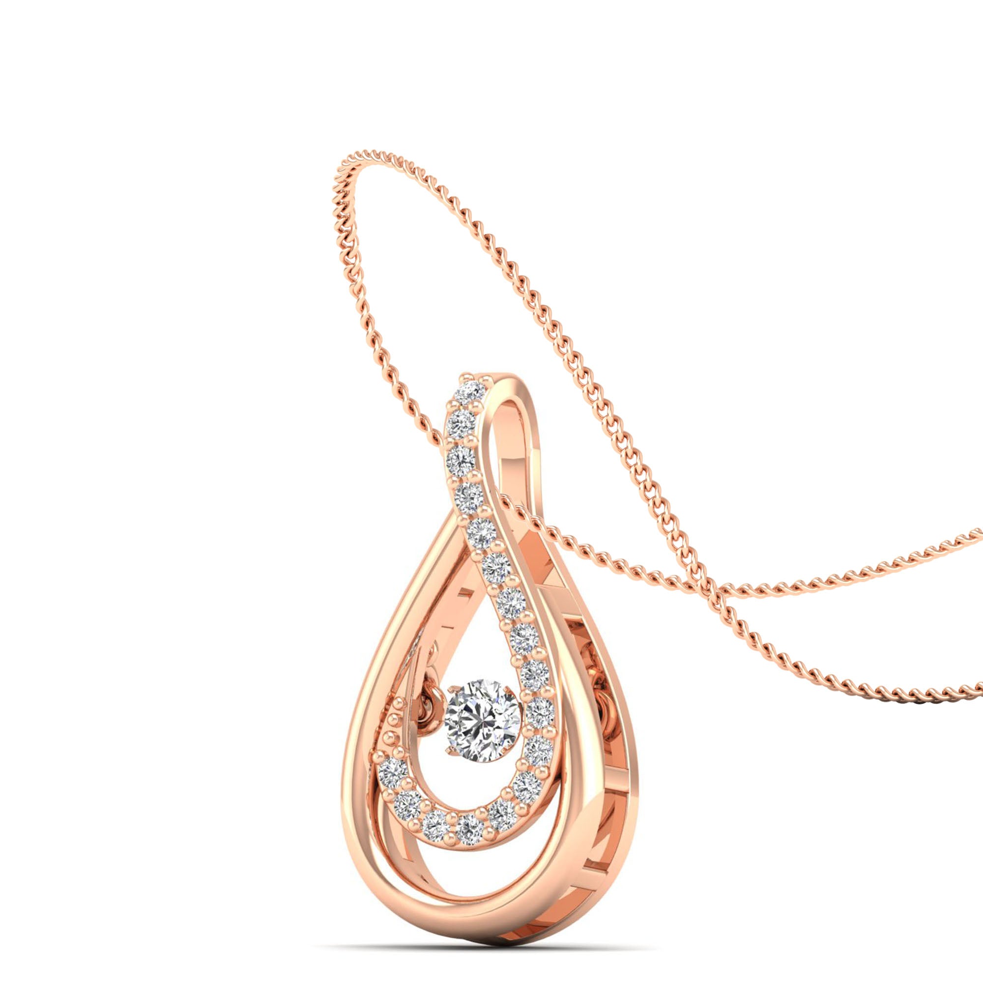Double Tear Drop Dancing Diamond Pendant - Milano