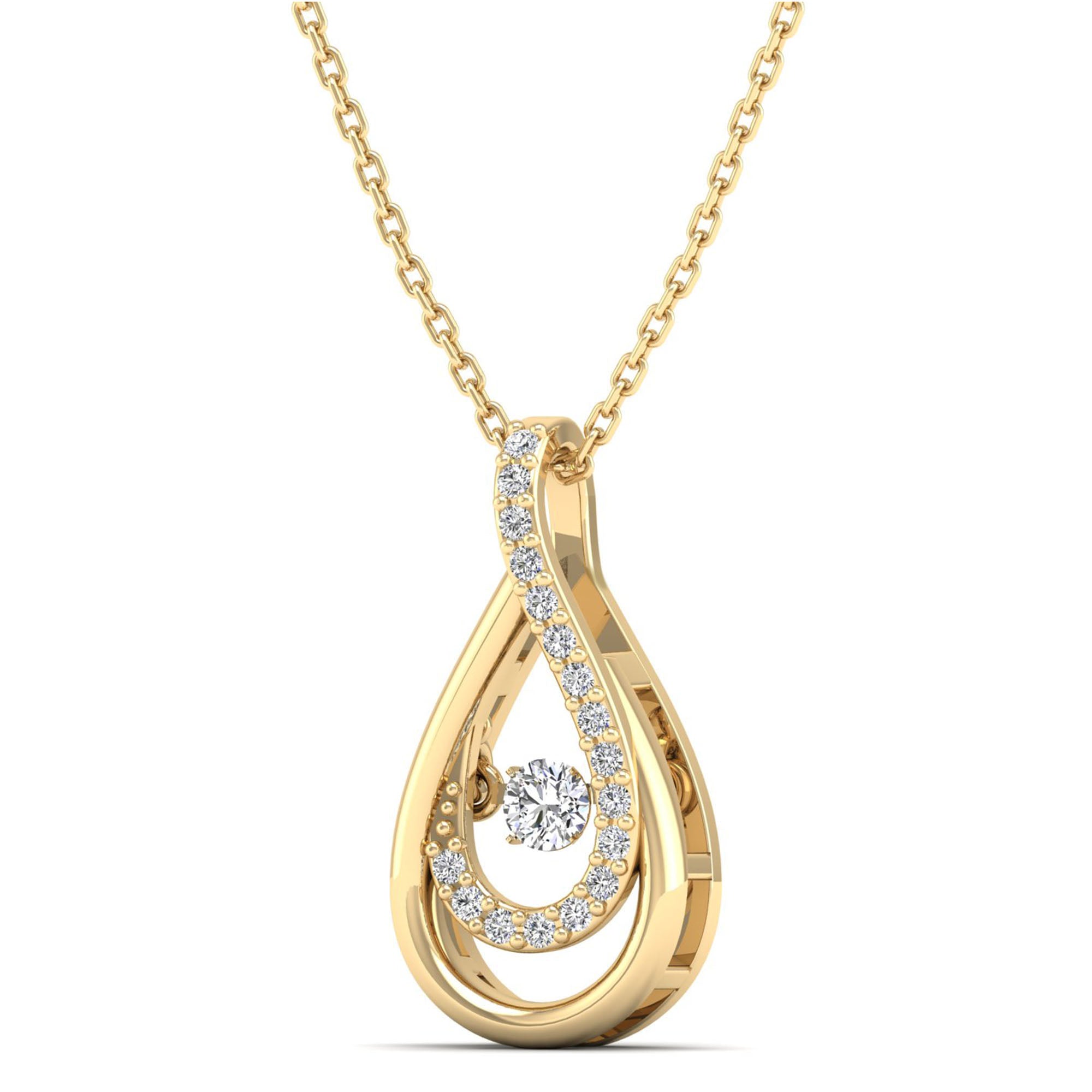 Double Tear Drop Dancing Diamond Pendant - Milano