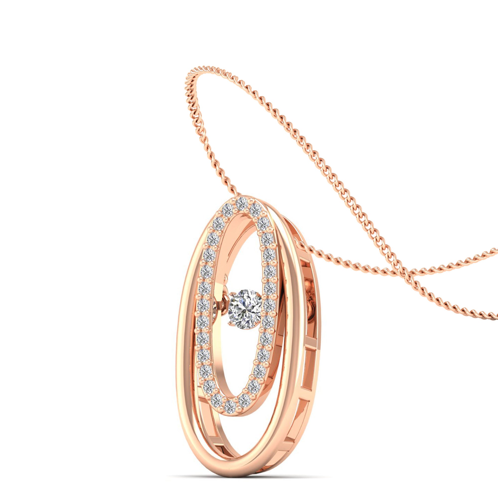 Double Oval Dancing Diamond Pendant - Milano