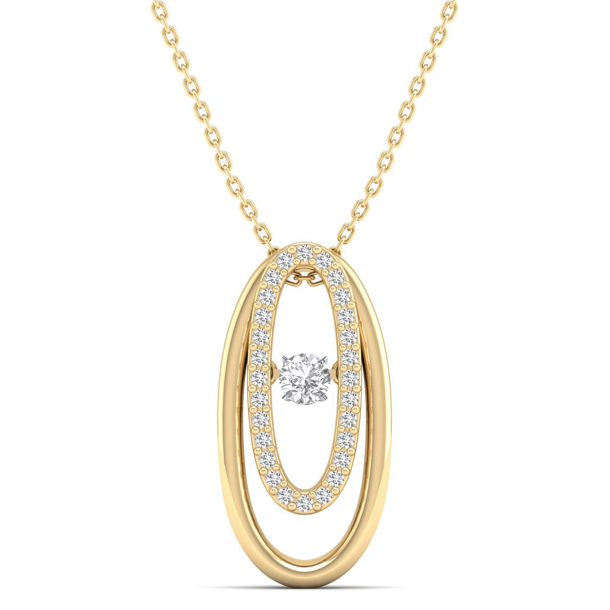 Double Oval Dancing Diamond Pendant - Milano