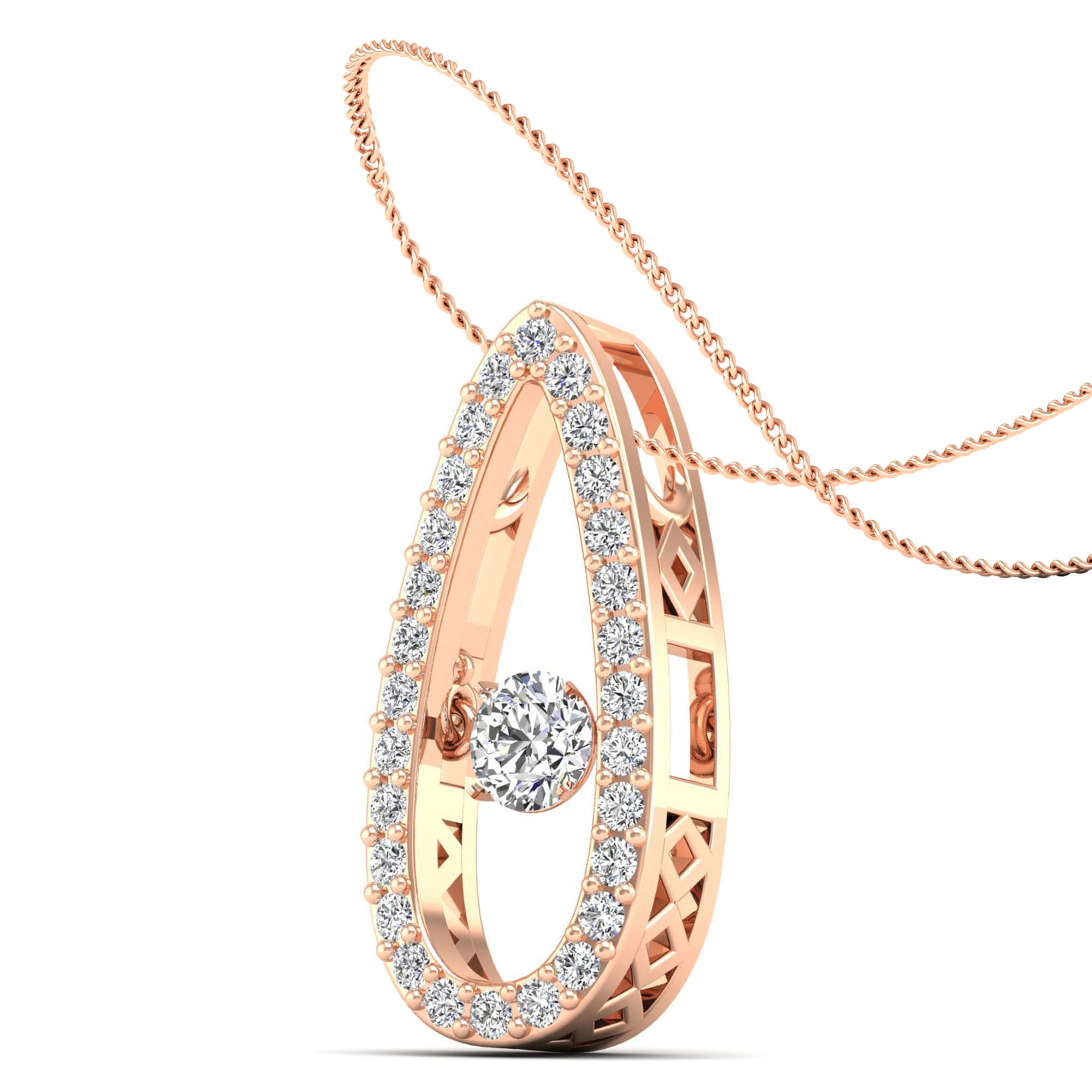 Oblong Dancing Diamond Pendant - Milano