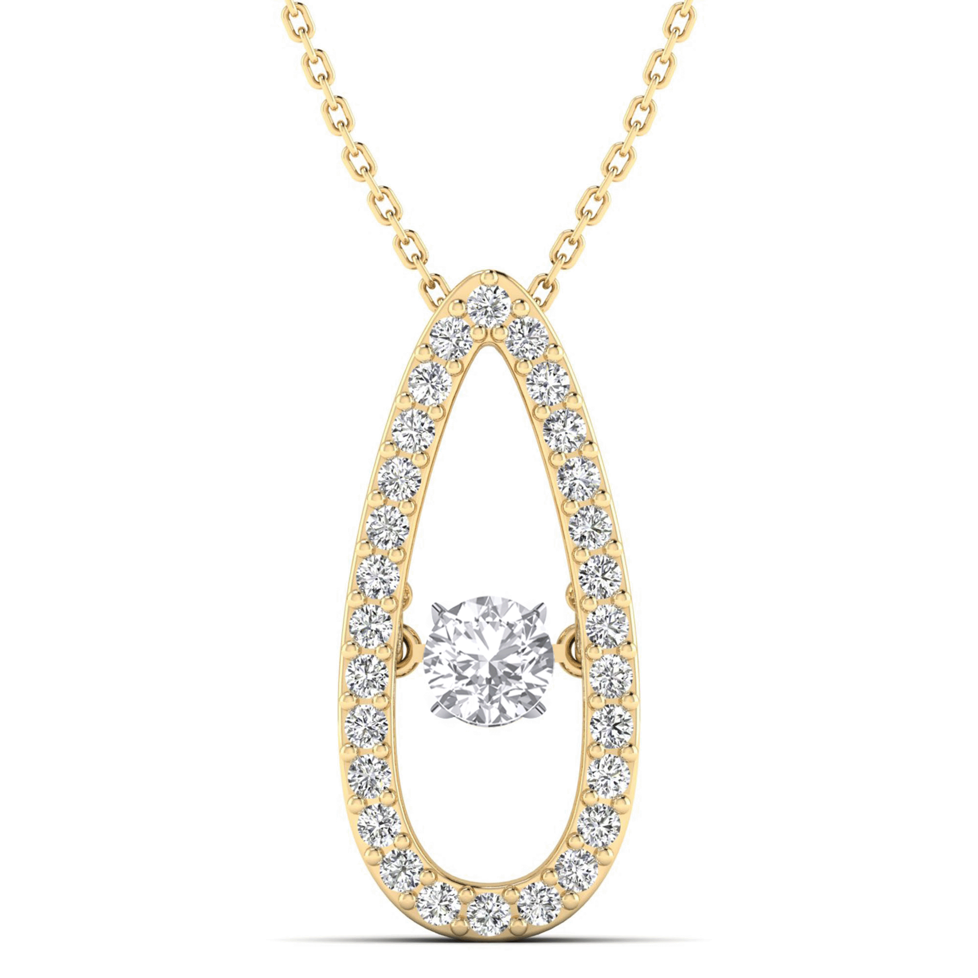Oblong Dancing Diamond Pendant - Milano