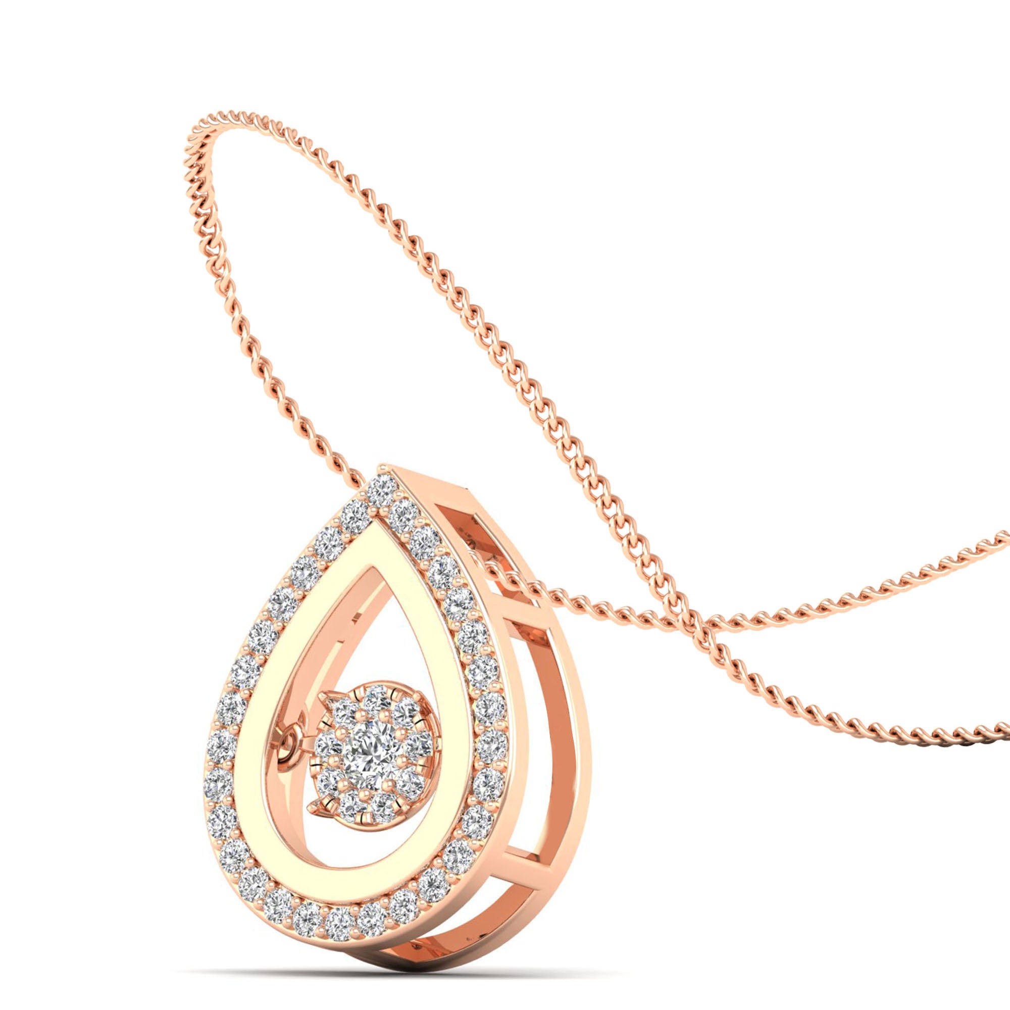 Pear Shaped Cluster Dancing Diamond Pendant - Milano