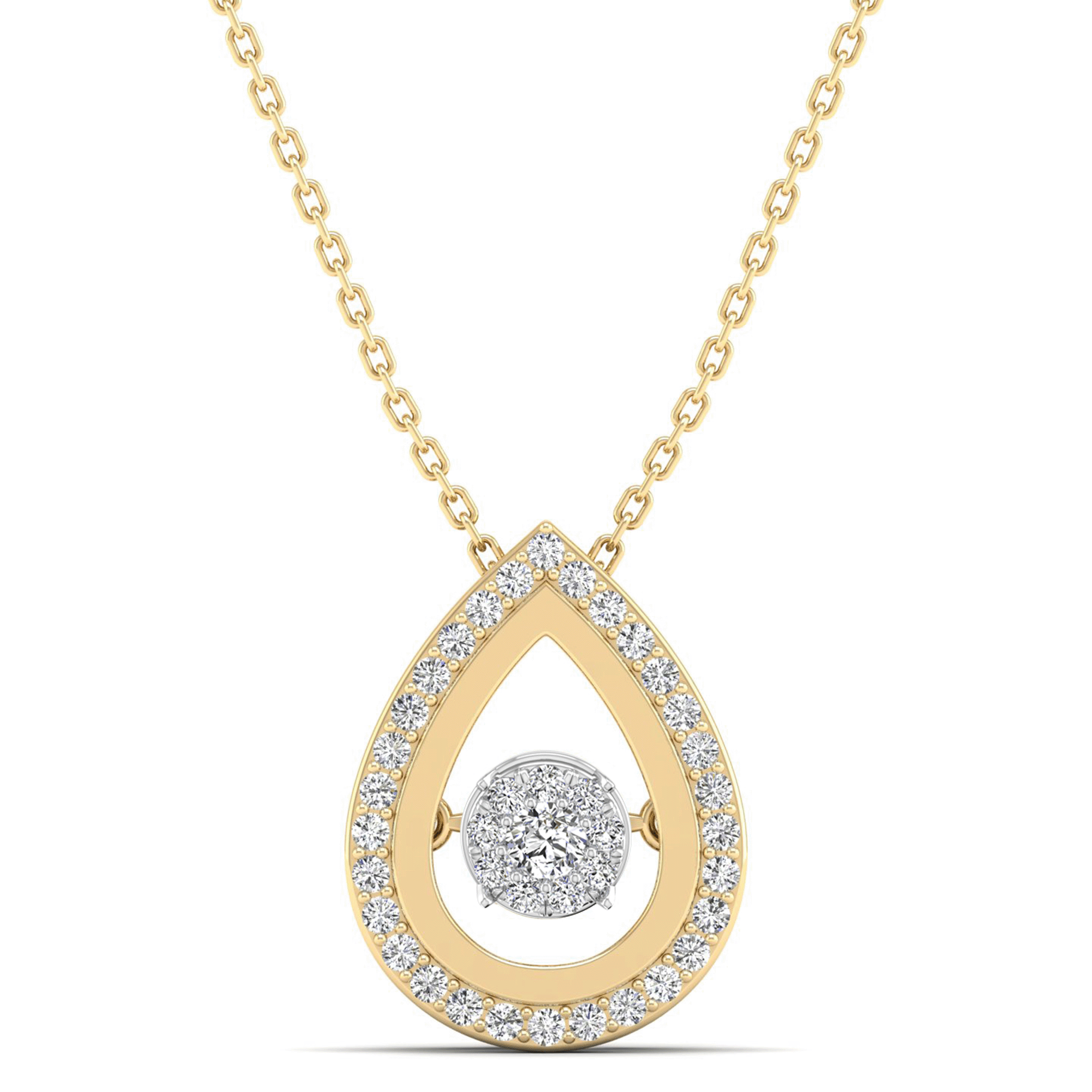 Pear Shaped Cluster Dancing Diamond Pendant - Milano