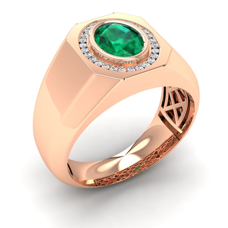 14K Rose Gold - Emerald