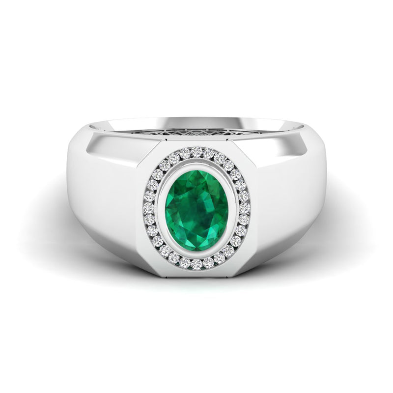 14K White Gold - Emerald